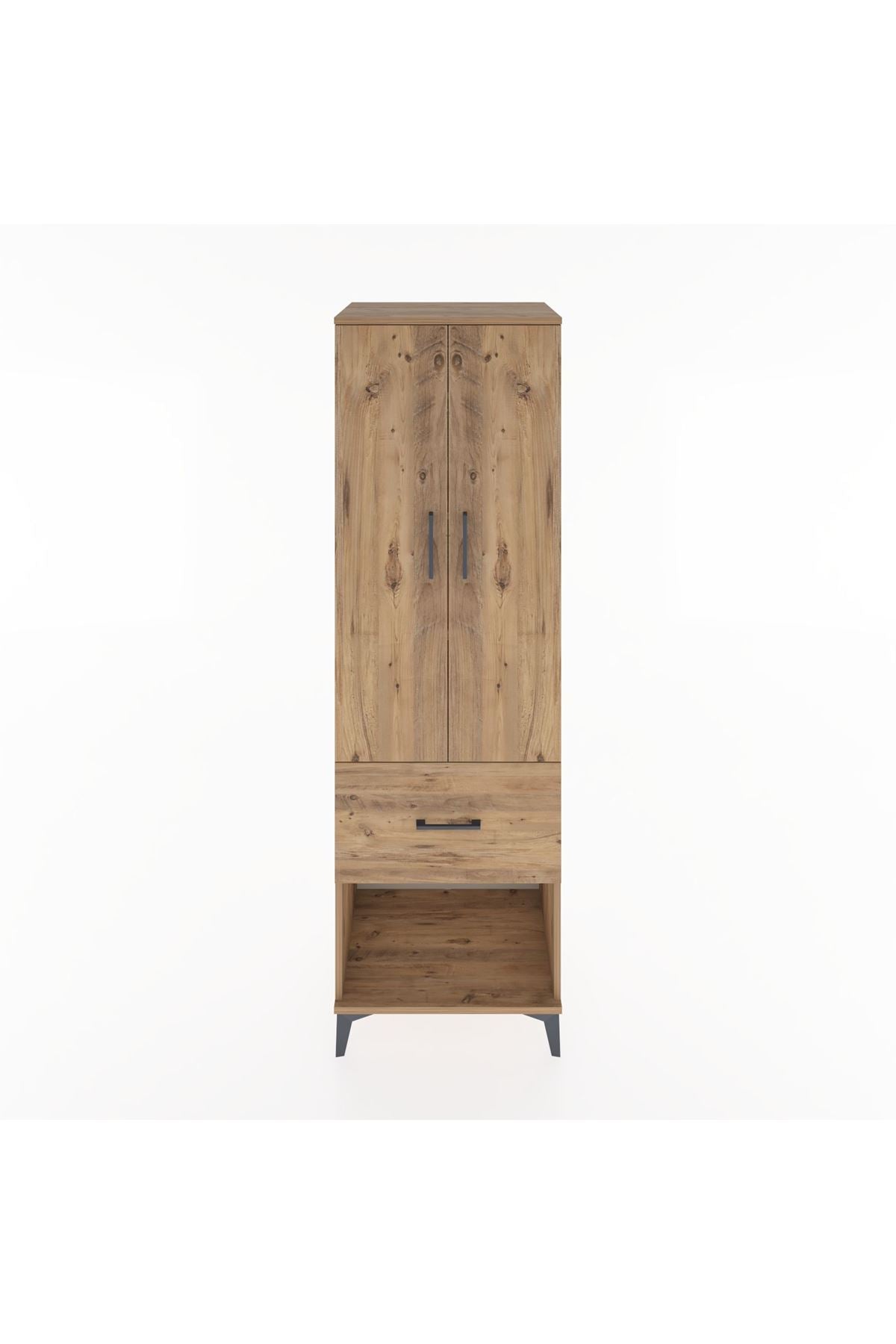 Hyperion Dolap 4 Raflı Tek Çekmeceli 2 Kapaklı 60x44x195 Çam-Çam