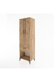 Hyperion Dolap 4 Raflı Tek Çekmeceli 2 Kapaklı 60x44x195 Çam-Çam