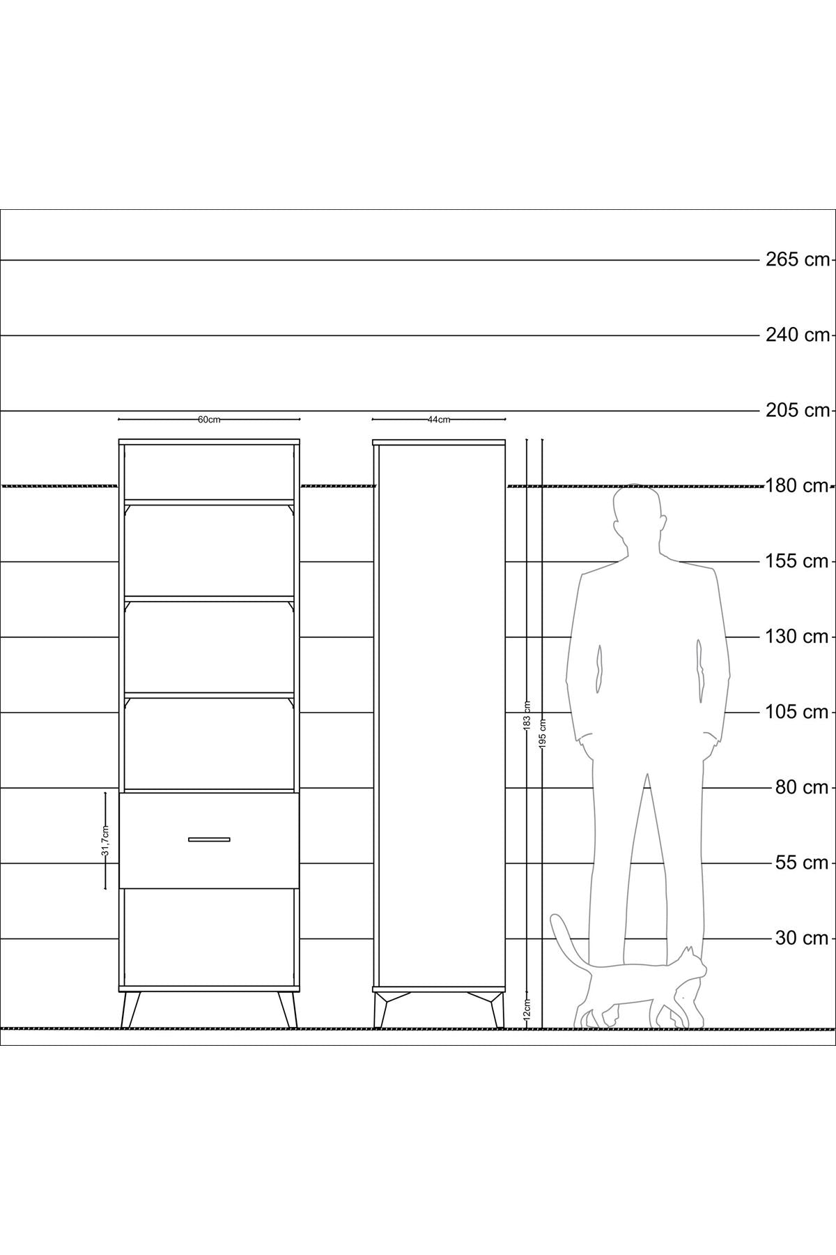 Hyperion Dolap 4 Raflı Tek Çekmeceli 60x44x195 Aytaşı-Çam