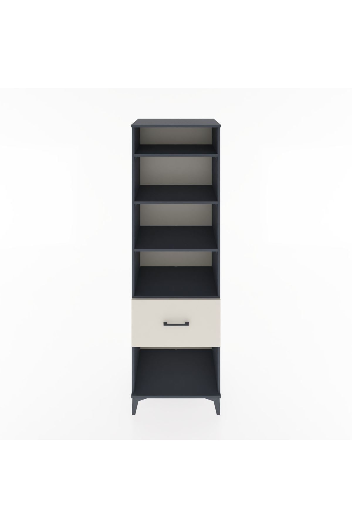 Hyperion Dolap 4 Raflı Tek Çekmeceli 60x44x195 Antrasit-Aytaşı