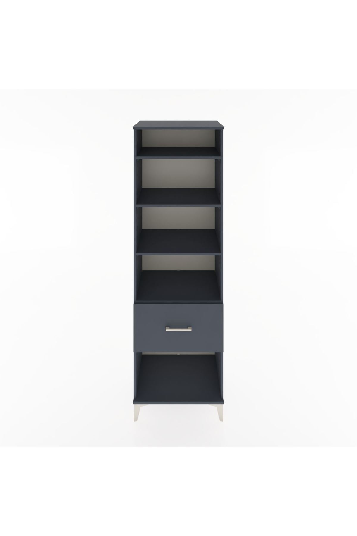 Hyperion Dolap 4 Raflı Tek Çekmeceli 60x44x195 Antrasit-Antrasit