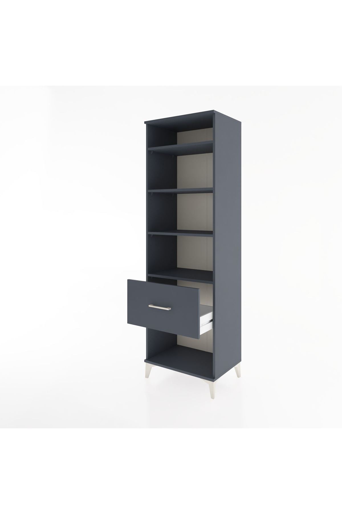 Hyperion Dolap 4 Raflı Tek Çekmeceli 60x44x195 Antrasit-Antrasit