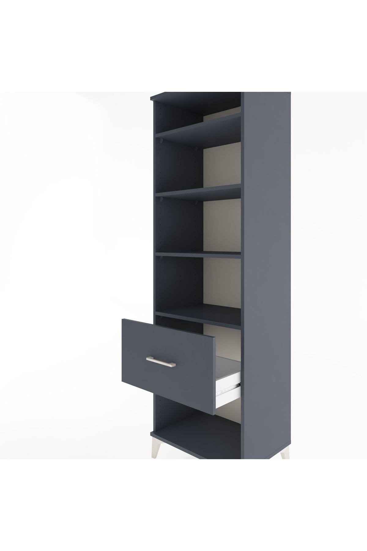 Hyperion Dolap 4 Raflı Tek Çekmeceli 60x44x195 Antrasit-Antrasit