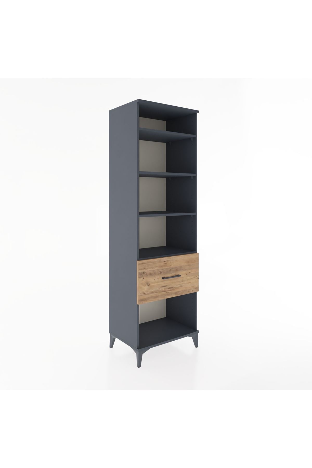 Hyperion Dolap 4 Raflı Tek Çekmeceli 60x44x195 Antrasit-Çam