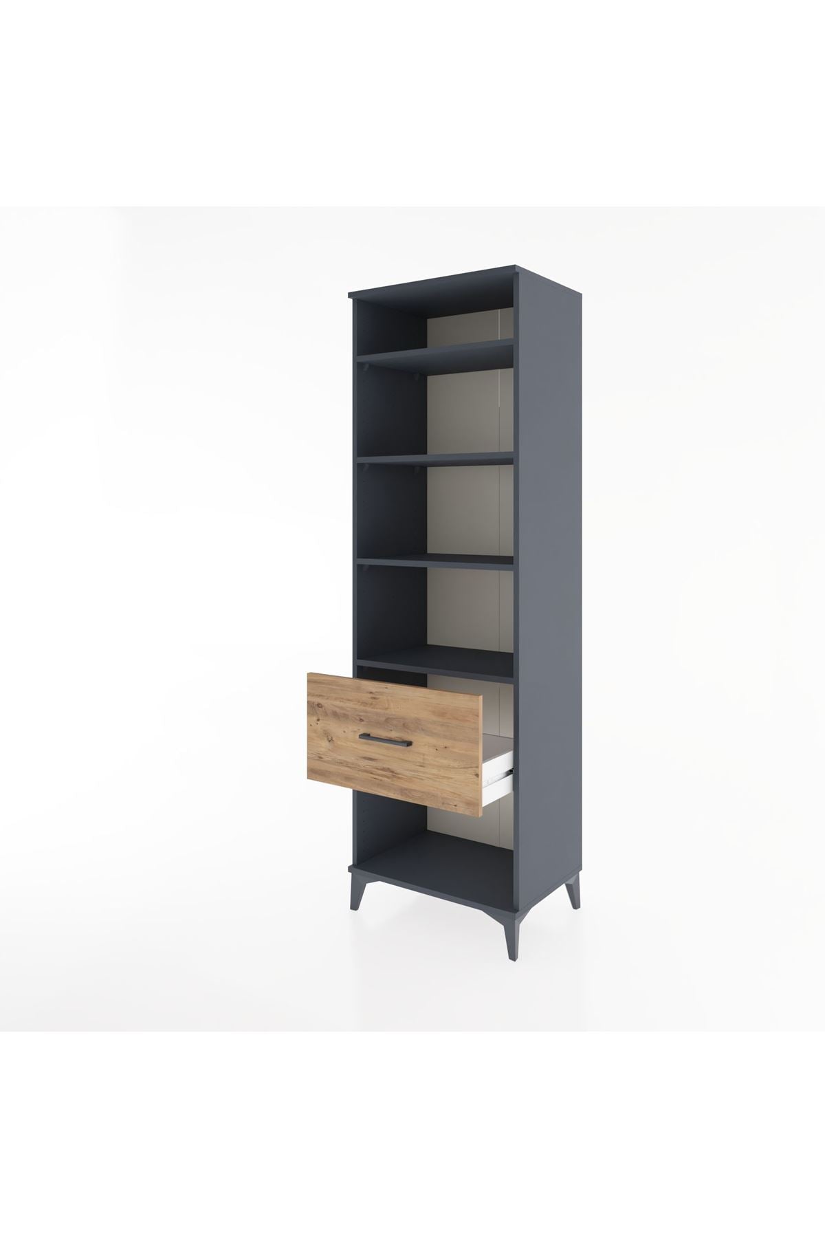 Hyperion Dolap 4 Raflı Tek Çekmeceli 60x44x195 Antrasit-Çam