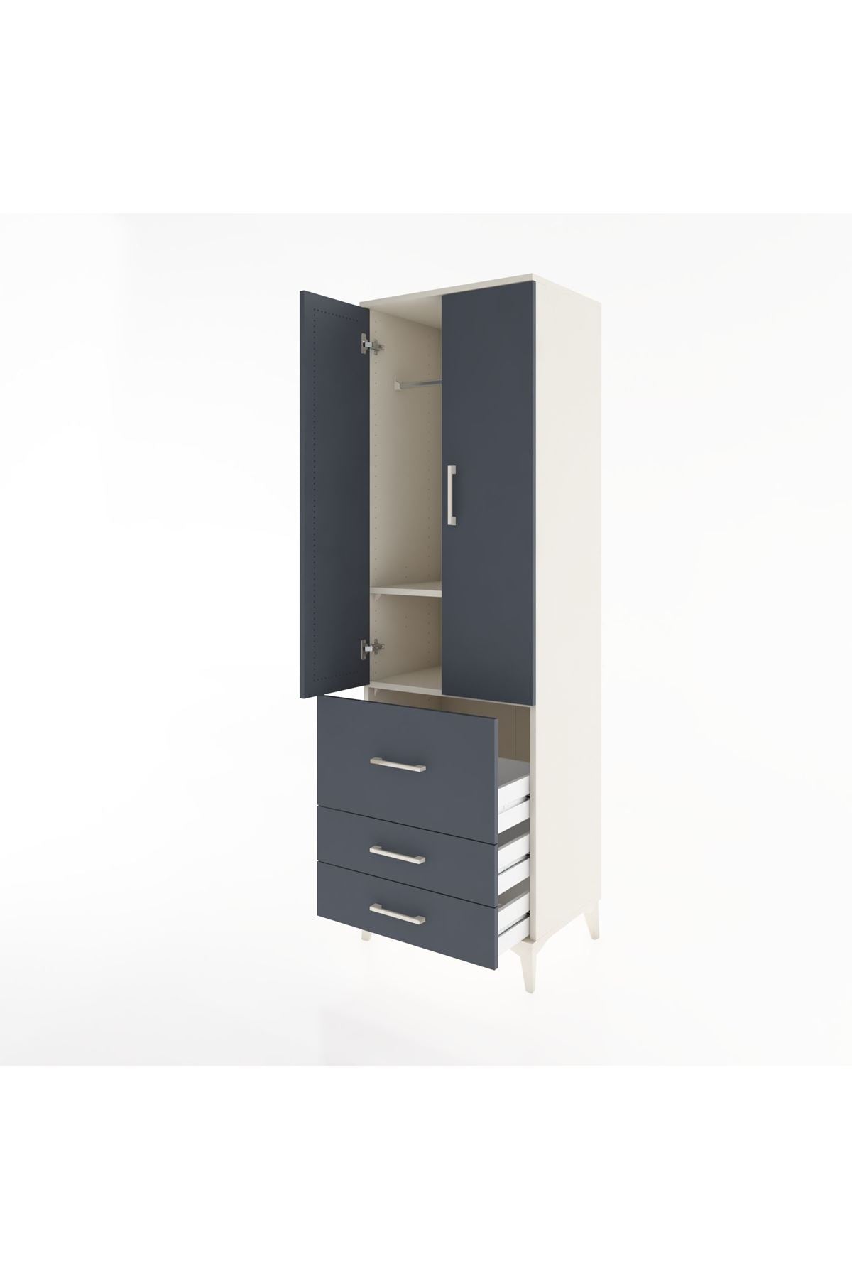 Hyperion Dolap 2 Raflı 3 Çekmeceli Tek Askılı 60x44x195 Aytaşı-Antrasit