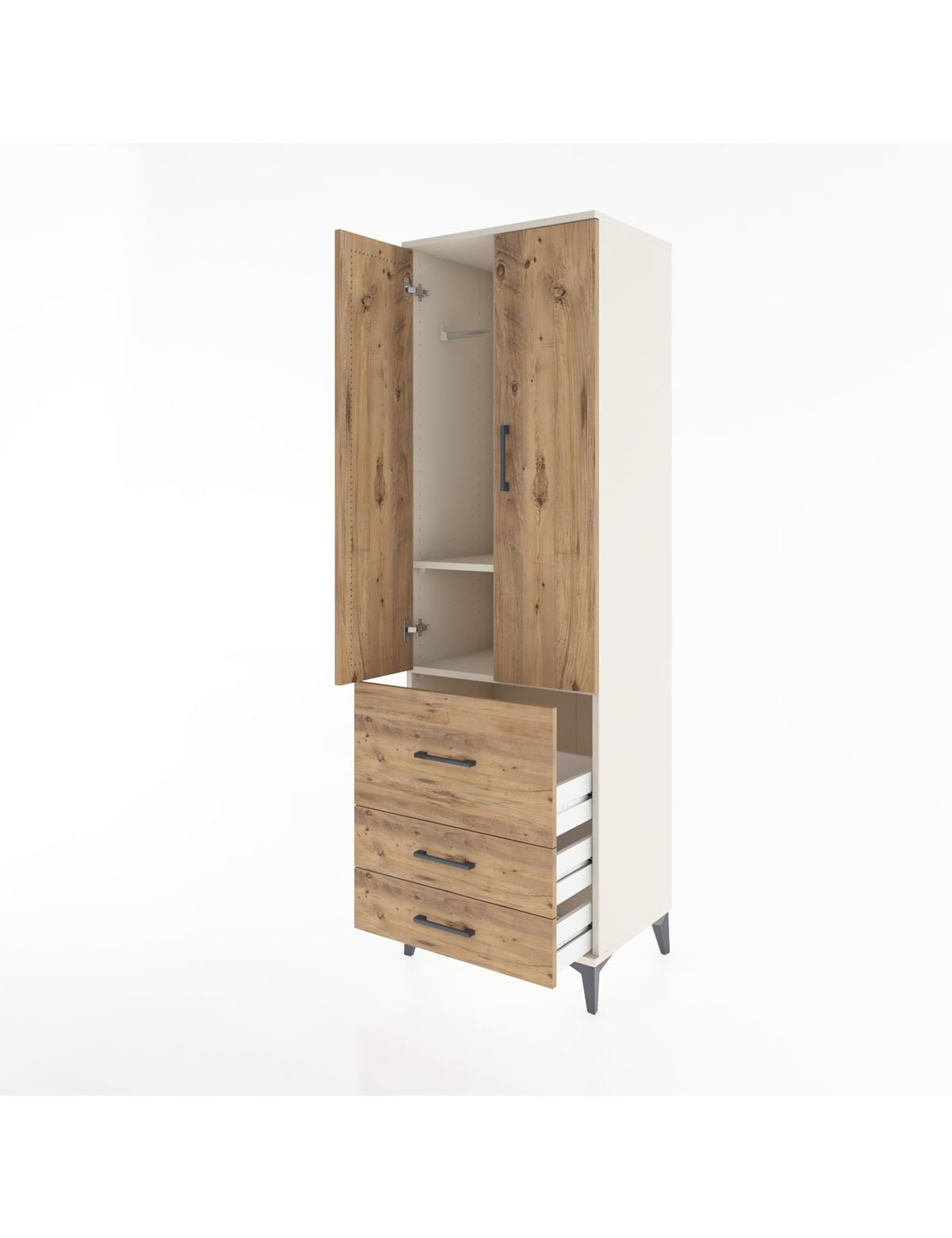 Hyperion Dolap 2 Raflı 3 Çekmeceli Tek Askılı 60x44x195 - S59M028V3B