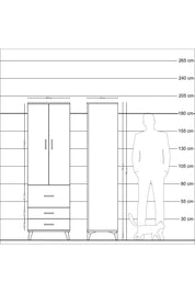 Hyperion Dolap 2 Raflı 3 Çekmeceli Tek Askılı 60x44x195 Aytaşı-Çam