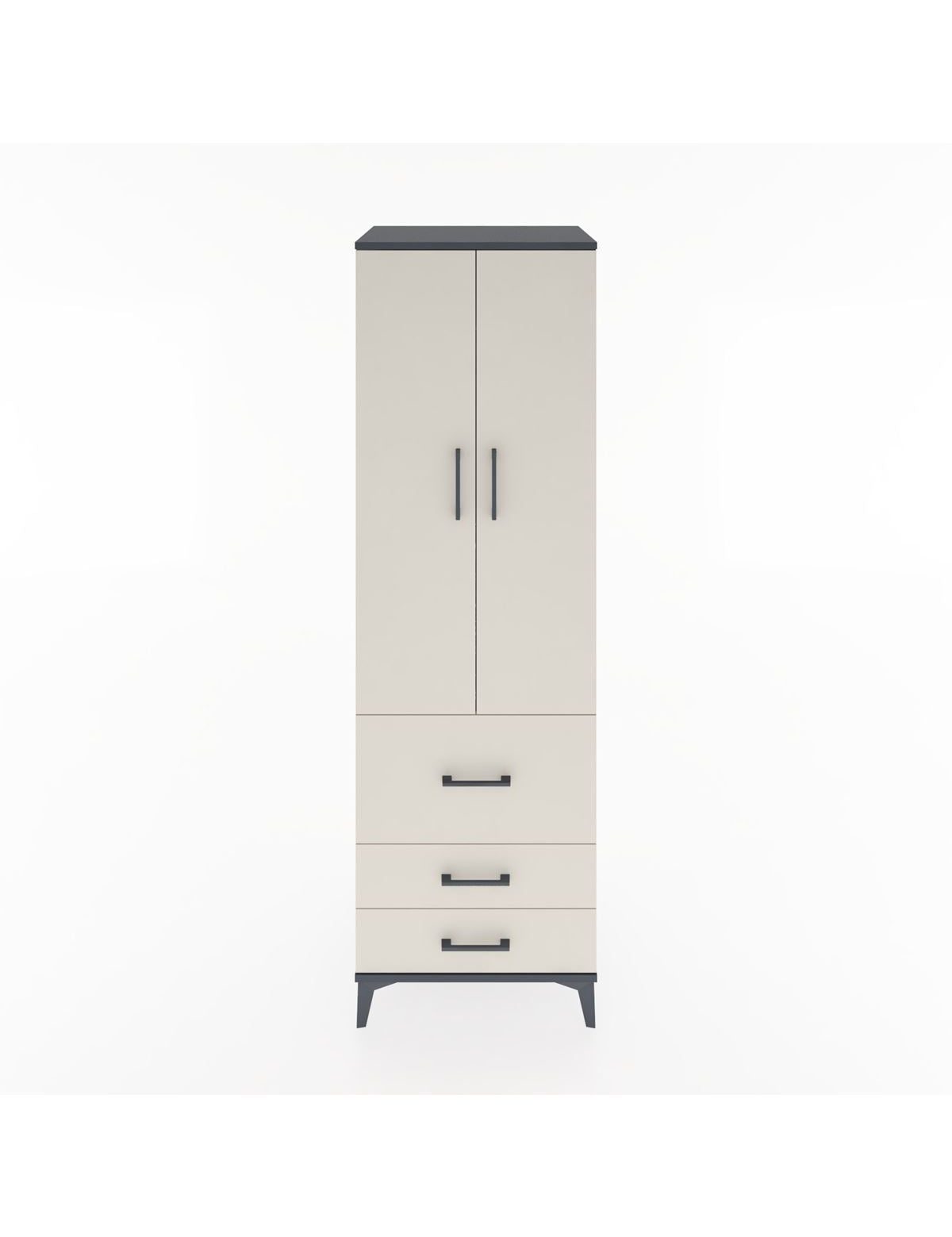 Hyperion Dolap 2 Raflı 3 Çekmeceli Tek Askılı 60x44x195 Antrasit-Aytaşı