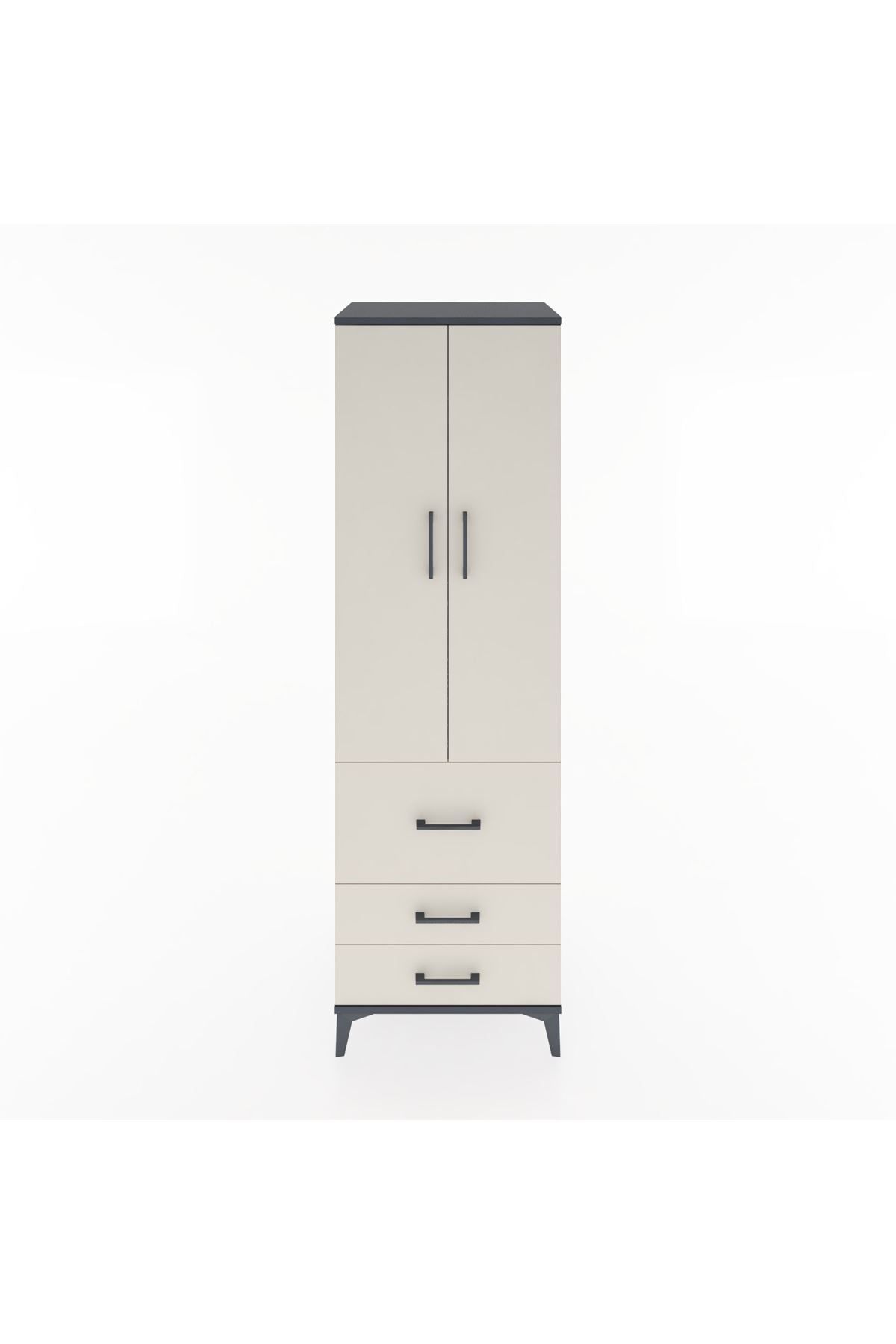 Hyperion Dolap 2 Raflı 3 Çekmeceli Tek Askılı 60x44x195 Antrasit-Aytaşı