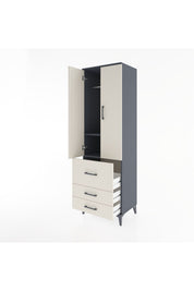 Hyperion Dolap 2 Raflı 3 Çekmeceli Tek Askılı 60x44x195 Antrasit-Aytaşı