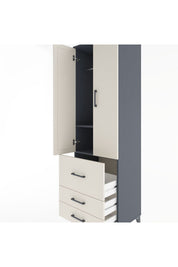 Hyperion Dolap 2 Raflı 3 Çekmeceli Tek Askılı 60x44x195 Antrasit-Aytaşı