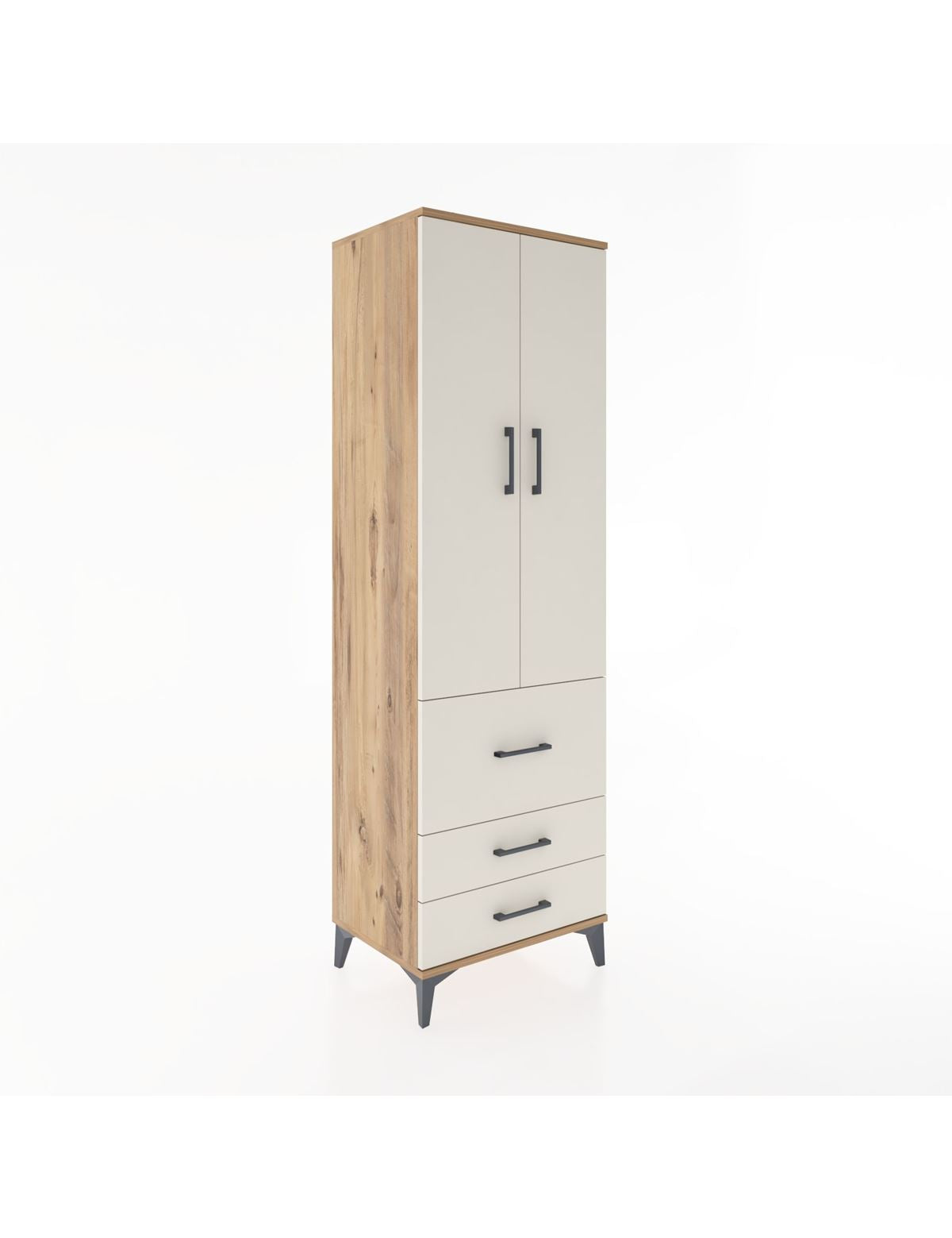 Hyperion Dolap 2 Raflı 3 Çekmeceli Tek Askılı 60x44x195 Çam-Aytaşı