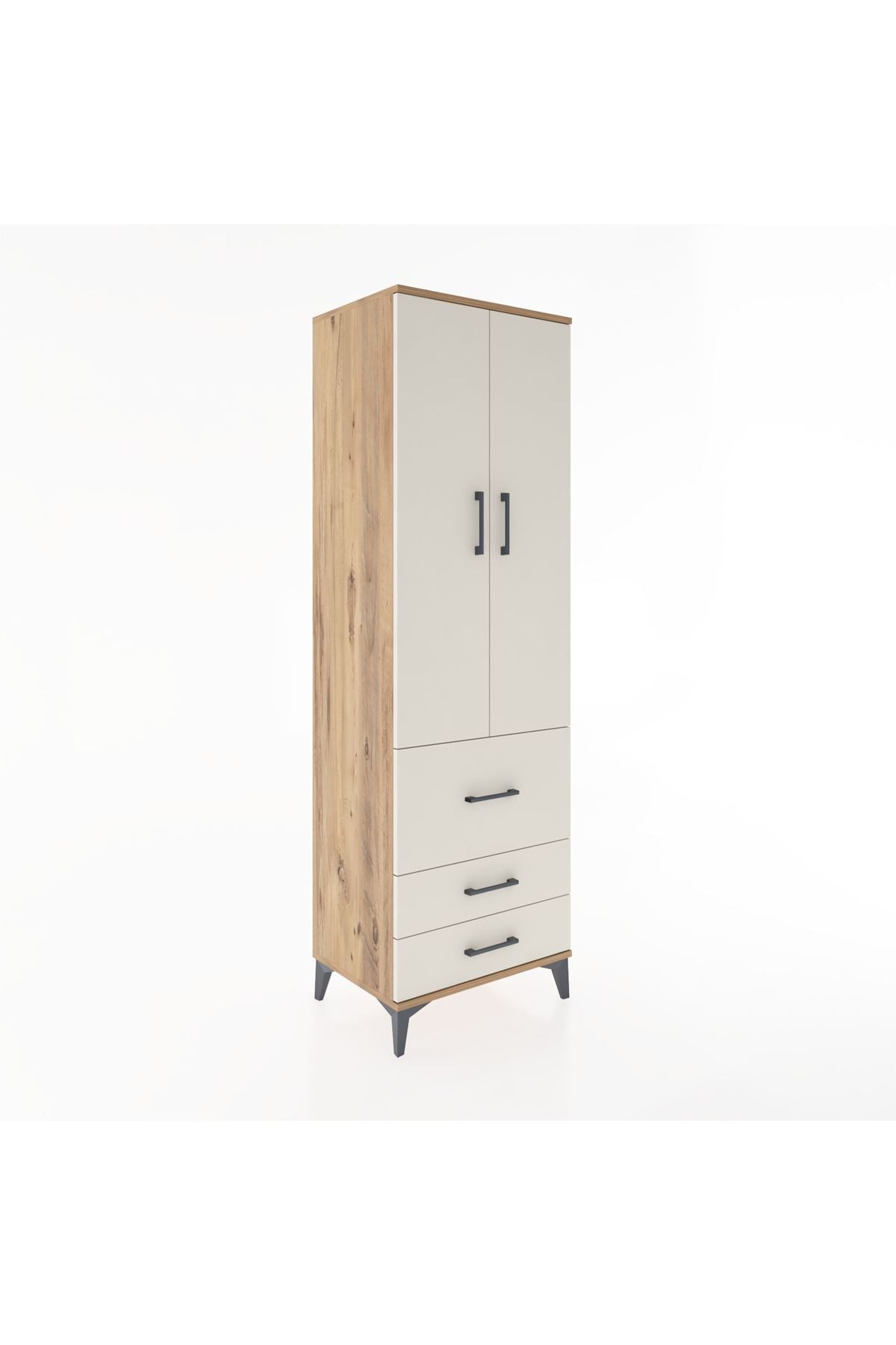 Hyperion Dolap 2 Raflı 3 Çekmeceli Tek Askılı 60x44x195 Çam-Aytaşı