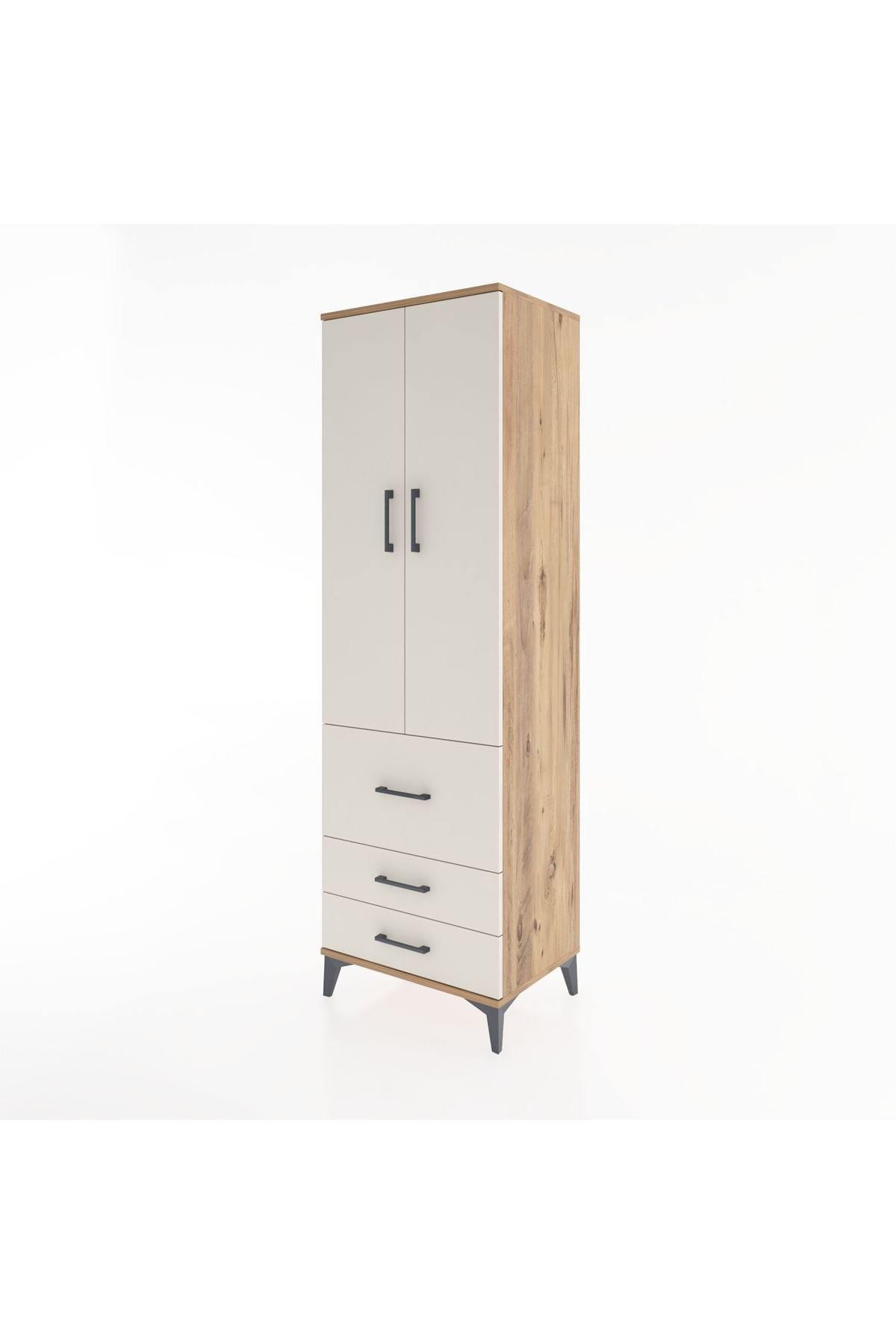 Hyperion Dolap 2 Raflı 3 Çekmeceli Tek Askılı 60x44x195 Çam-Aytaşı