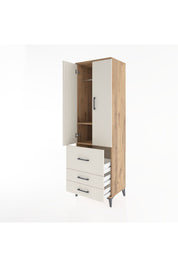Hyperion Dolap 2 Raflı 3 Çekmeceli Tek Askılı 60x44x195 Çam-Aytaşı