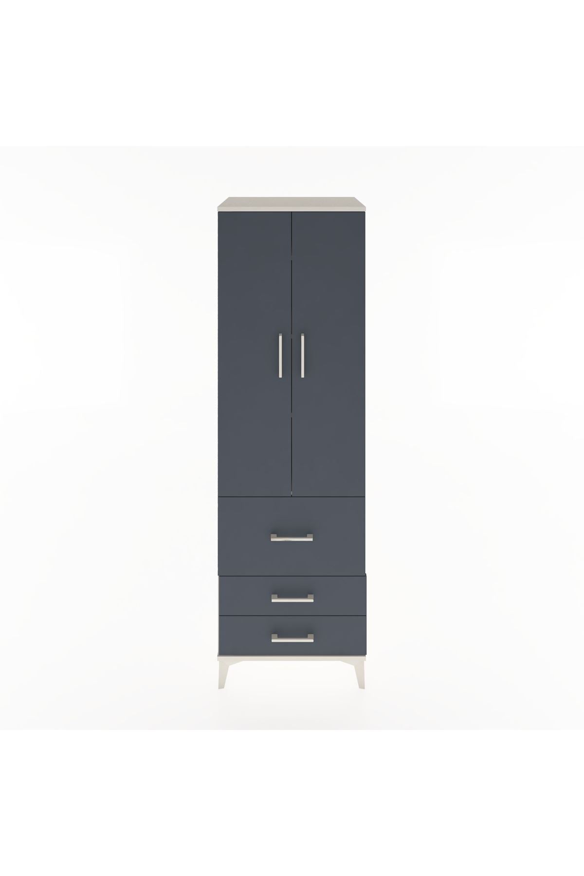 Hyperion Dolap 4 Raflı 3 Çekmeceli 2 Kapaklı 60x44x195 Aytaşı-Antrasit