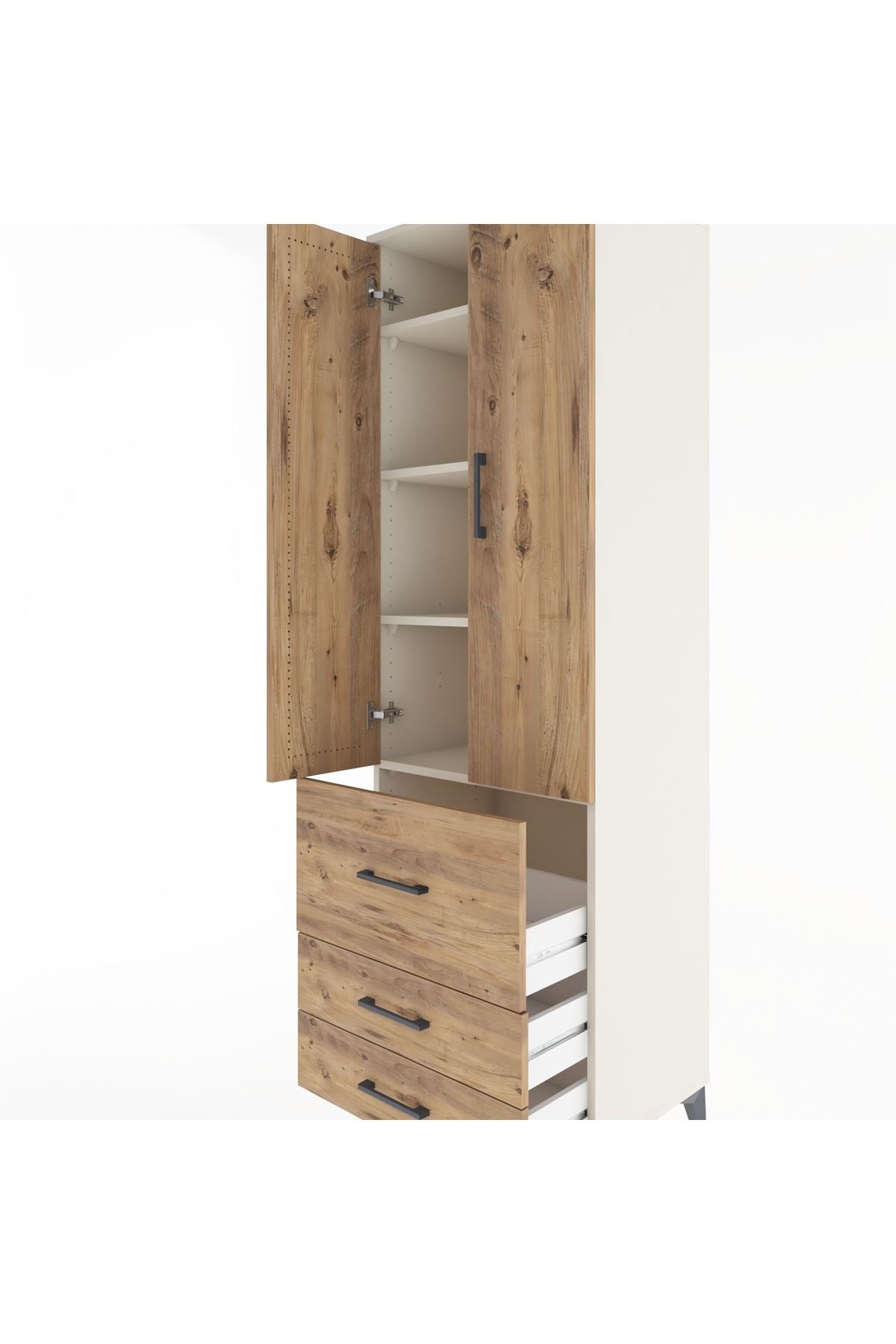 Hyperion Dolap 4 Raflı 3 Çekmeceli 2 Kapaklı 60x44x195 Aytaşı-Çam