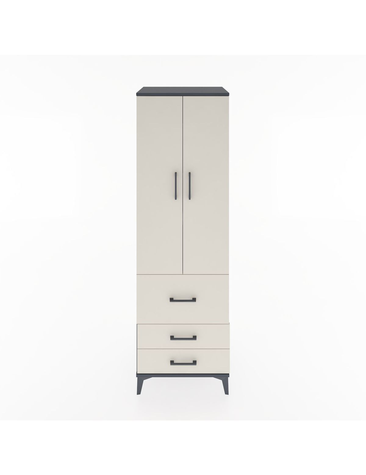 Hyperion Dolap 4 Raflı 3 Çekmeceli 2 Kapaklı 60x44x195 Antrasit-Aytaşı