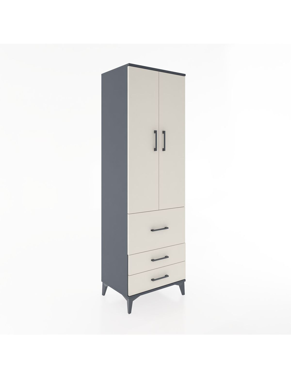 Hyperion Dolap 4 Raflı 3 Çekmeceli 2 Kapaklı 60x44x195 Antrasit-Aytaşı