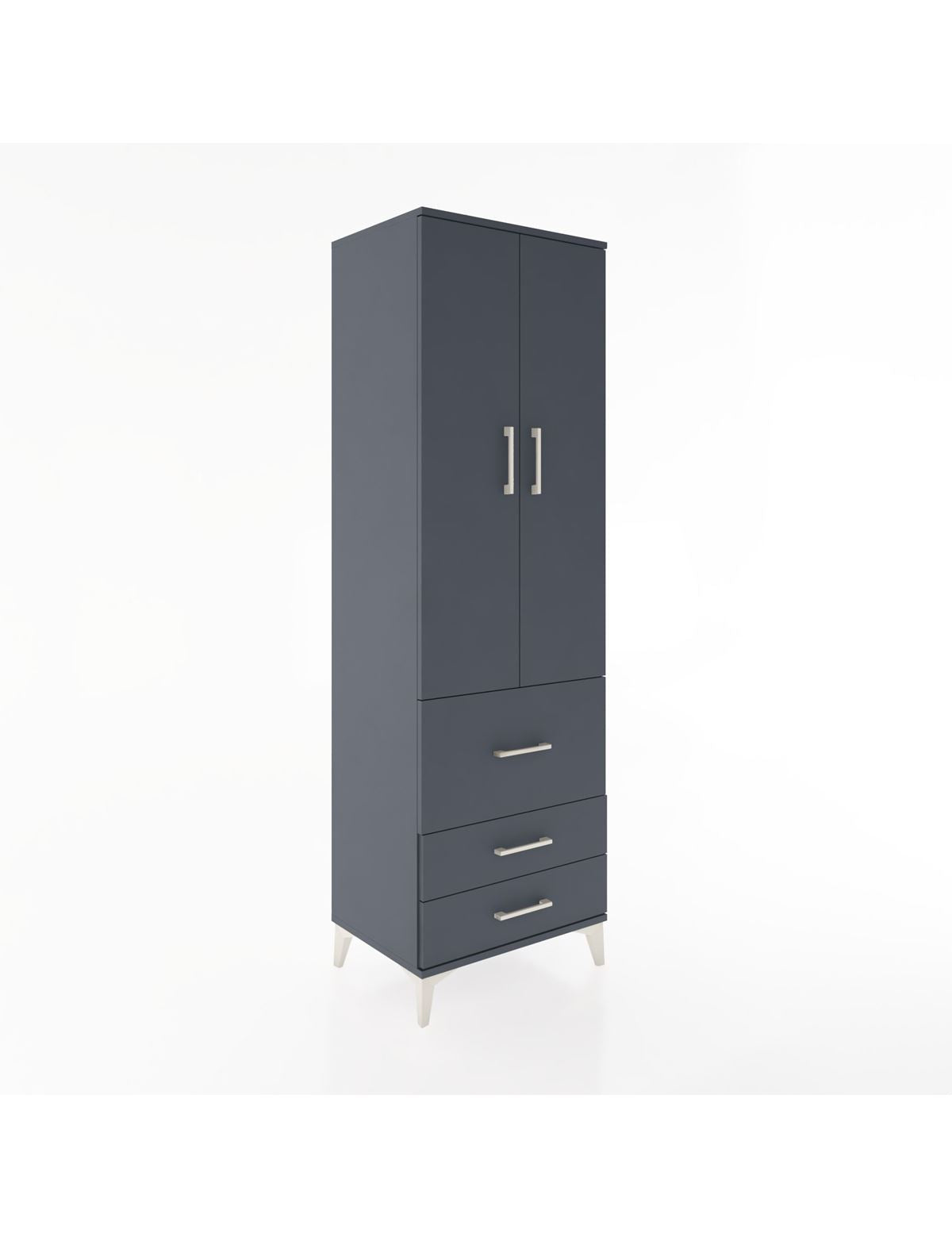 Hyperion Dolap 4 Raflı 3 Çekmeceli 2 Kapaklı 60x44x195 Antrasit-Antrasit