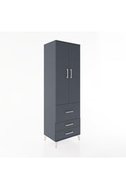 Hyperion Dolap 4 Raflı 3 Çekmeceli 2 Kapaklı 60x44x195 Antrasit-Antrasit