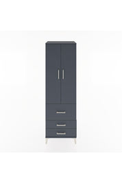 Hyperion Dolap 4 Raflı 3 Çekmeceli 2 Kapaklı 60x44x195 Antrasit-Antrasit