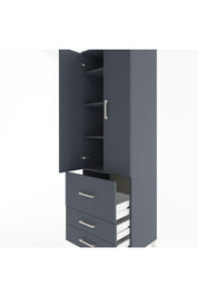 Hyperion Dolap 4 Raflı 3 Çekmeceli 2 Kapaklı 60x44x195 Antrasit-Antrasit