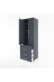 Hyperion Dolap 4 Raflı 3 Çekmeceli 2 Kapaklı 60x44x195 Antrasit-Antrasit