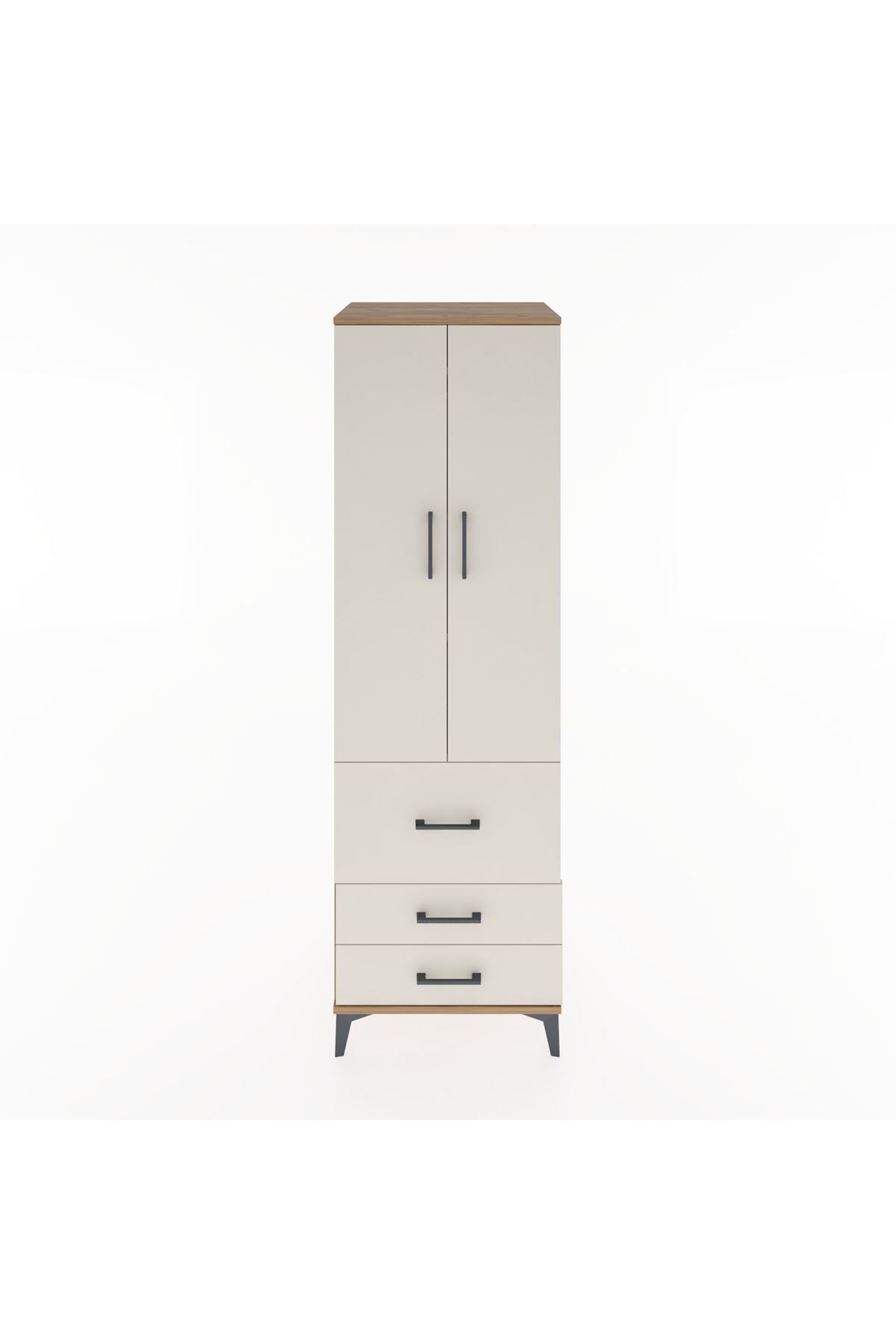 Hyperion Dolap 4 Raflı 3 Çekmeceli 2 Kapaklı 60x44x195 Çam-Aytaşı