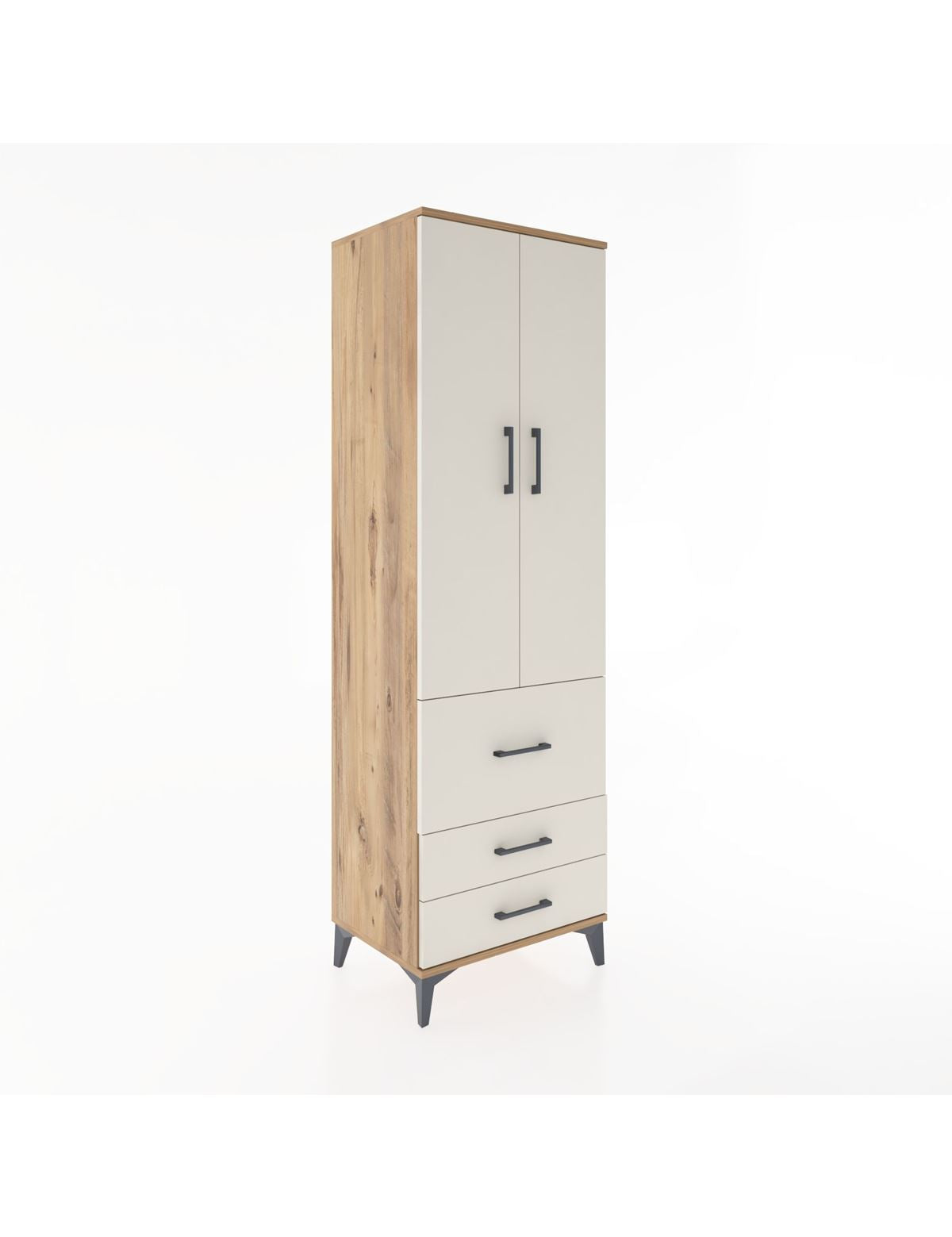 Hyperion Dolap 4 Raflı 3 Çekmeceli 2 Kapaklı 60x44x195 Çam-Aytaşı