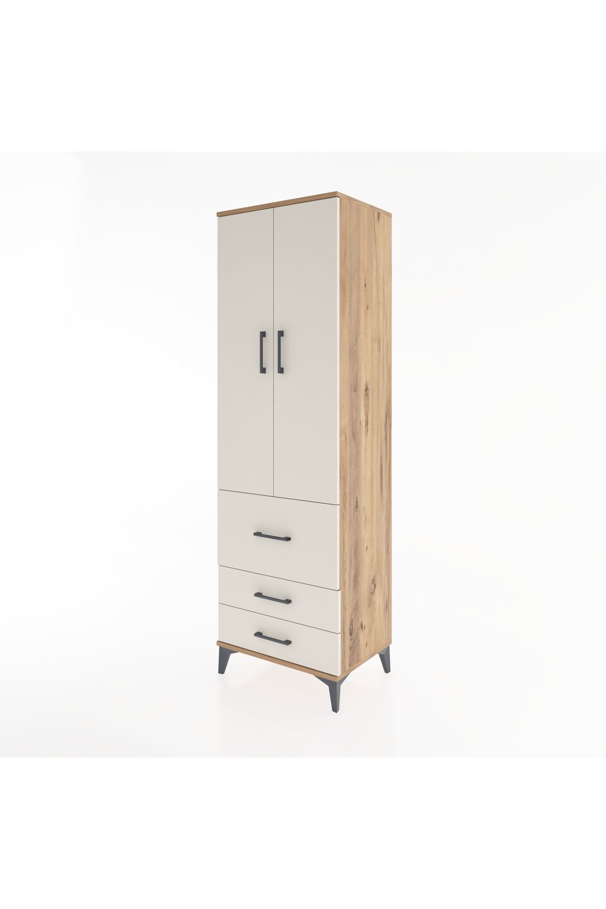 Hyperion Dolap 4 Raflı 3 Çekmeceli 2 Kapaklı 60x44x195 Çam-Aytaşı