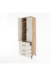 Hyperion Dolap 4 Raflı 3 Çekmeceli 2 Kapaklı 60x44x195 Çam-Aytaşı