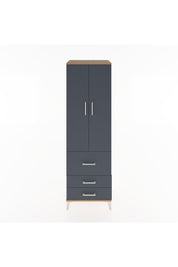 Hyperion Dolap 4 Raflı 3 Çekmeceli 2 Kapaklı 60x44x195 Çam-Antrasit