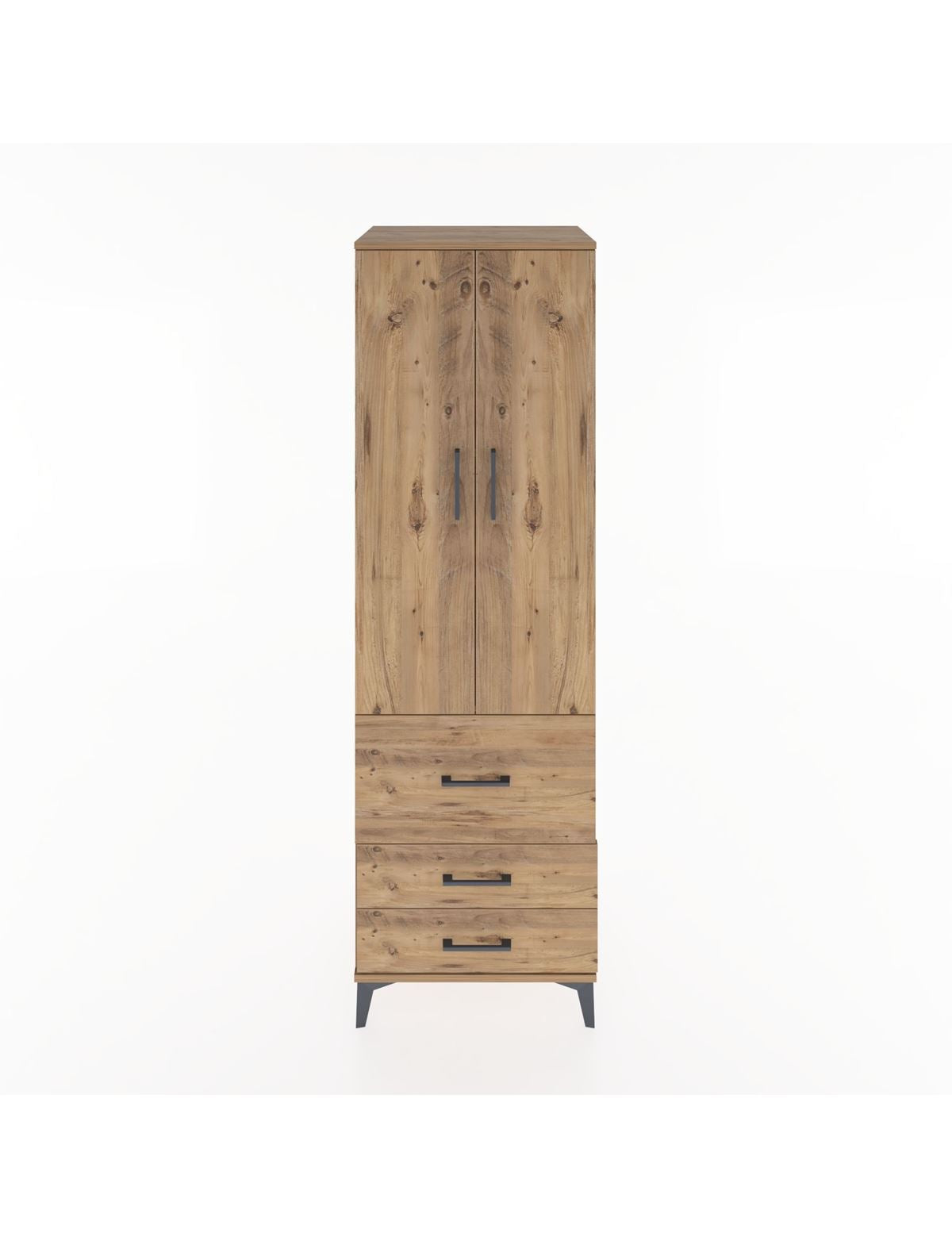 Hyperion Dolap 4 Raflı 3 Çekmeceli 2 Kapaklı 60x44x195 Çam-Çam