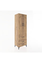 Hyperion Dolap 4 Raflı 3 Çekmeceli 2 Kapaklı 60x44x195 Çam-Çam