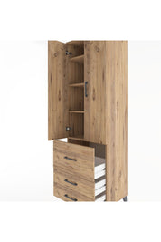 Hyperion Dolap 4 Raflı 3 Çekmeceli 2 Kapaklı 60x44x195 Çam-Çam