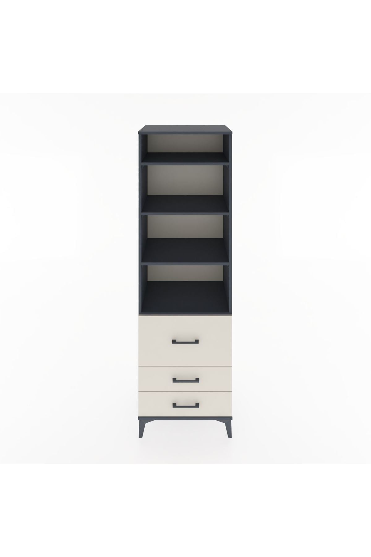 Hyperion Dolap 4 Raflı 3 Çekmeceli 60x44x195 Antrasit-Aytaşı
