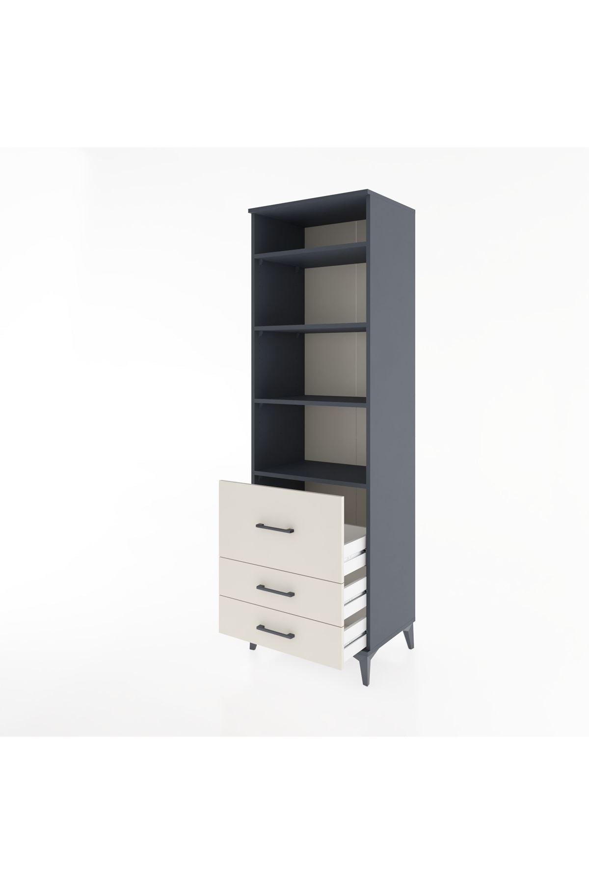 Hyperion Dolap 4 Raflı 3 Çekmeceli 60x44x195 Antrasit-Aytaşı