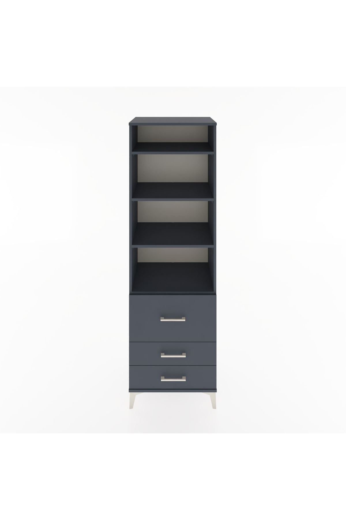 Hyperion Dolap 4 Raflı 3 Çekmeceli 60x44x195 Antrasit-Antrasit
