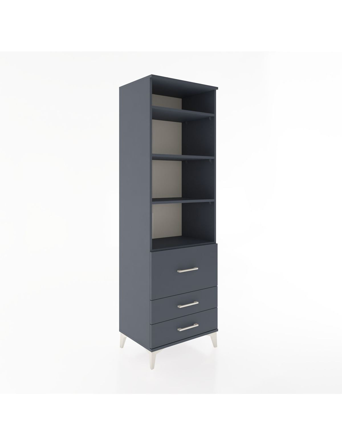 Hyperion Dolap 4 Raflı 3 Çekmeceli 60x44x195 Antrasit-Antrasit