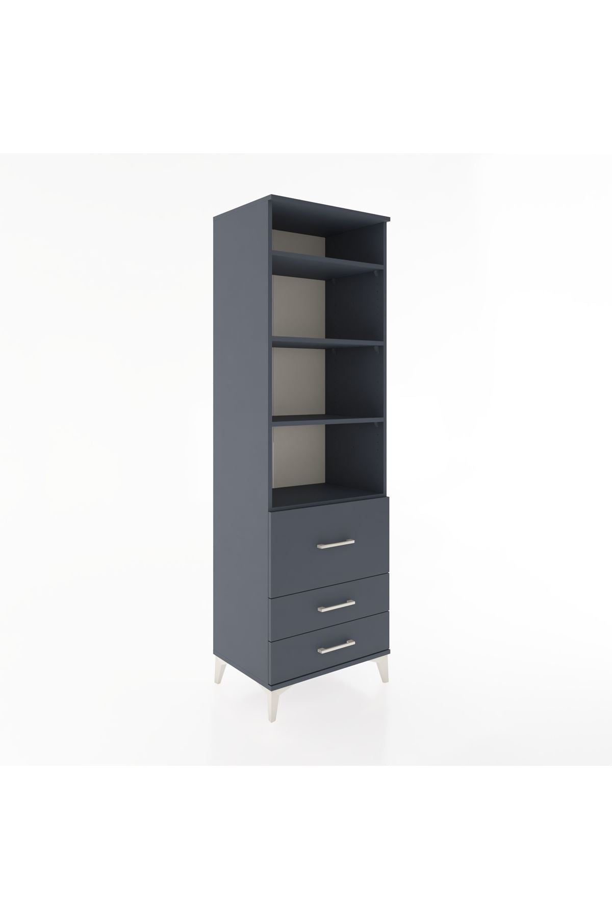 Hyperion Dolap 4 Raflı 3 Çekmeceli 60x44x195 Antrasit-Antrasit