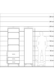Hyperion Dolap 4 Raflı 3 Çekmeceli 60x44x195 Antrasit-Çam