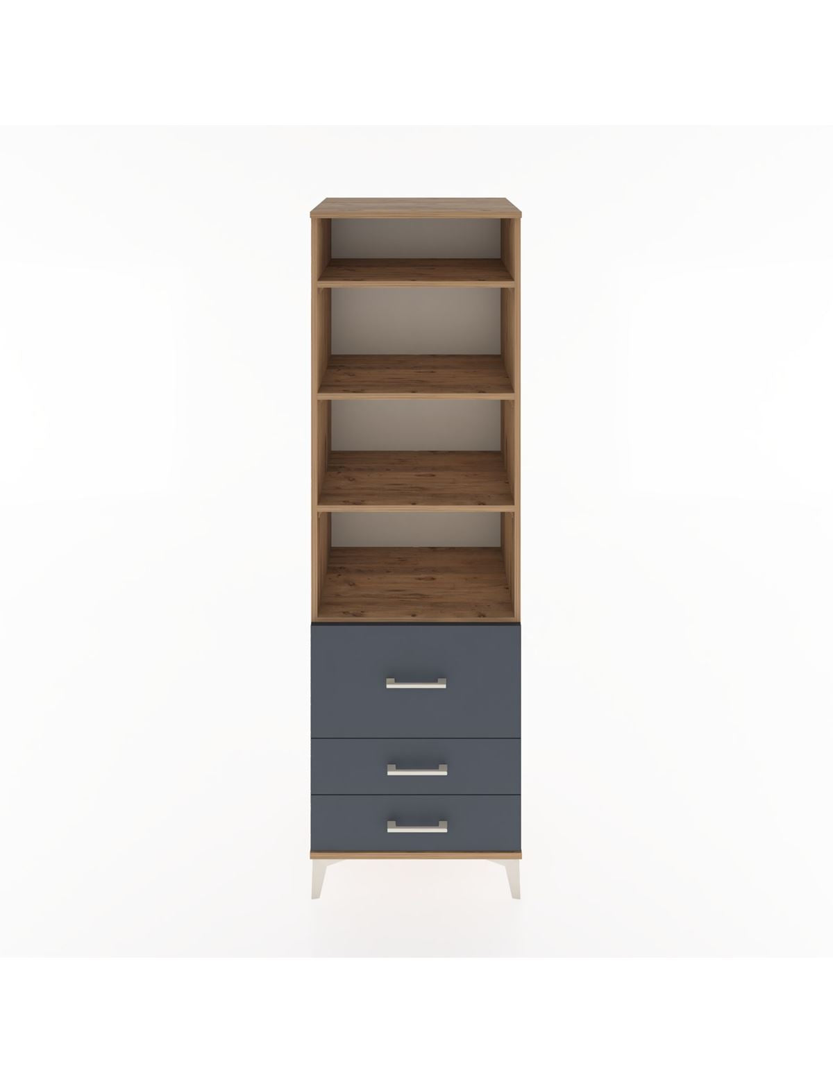 Hyperion Dolap 4 Raflı 3 Çekmeceli 60x44x195 Çam-Antrasit