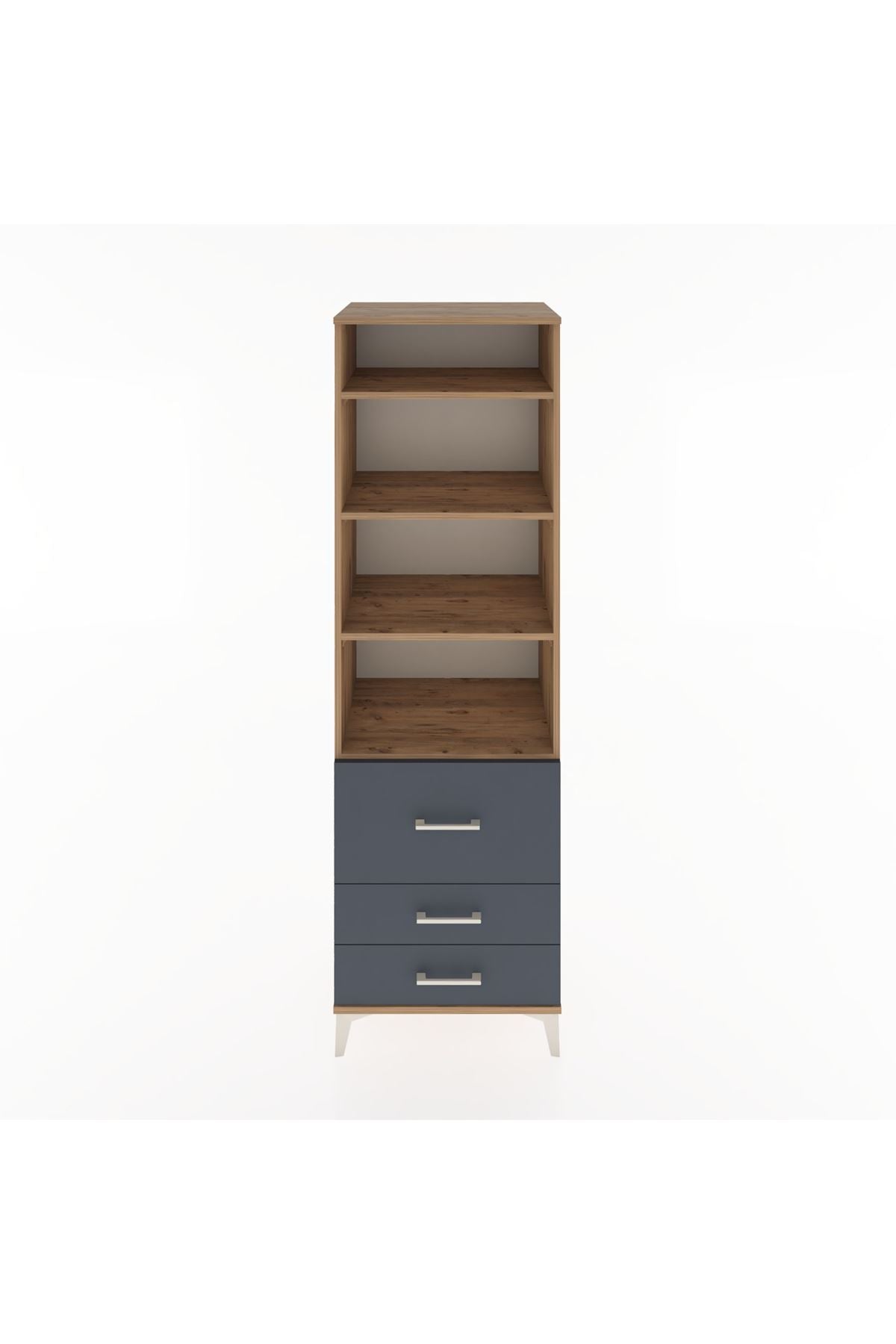 Hyperion Dolap 4 Raflı 3 Çekmeceli 60x44x195 Çam-Antrasit