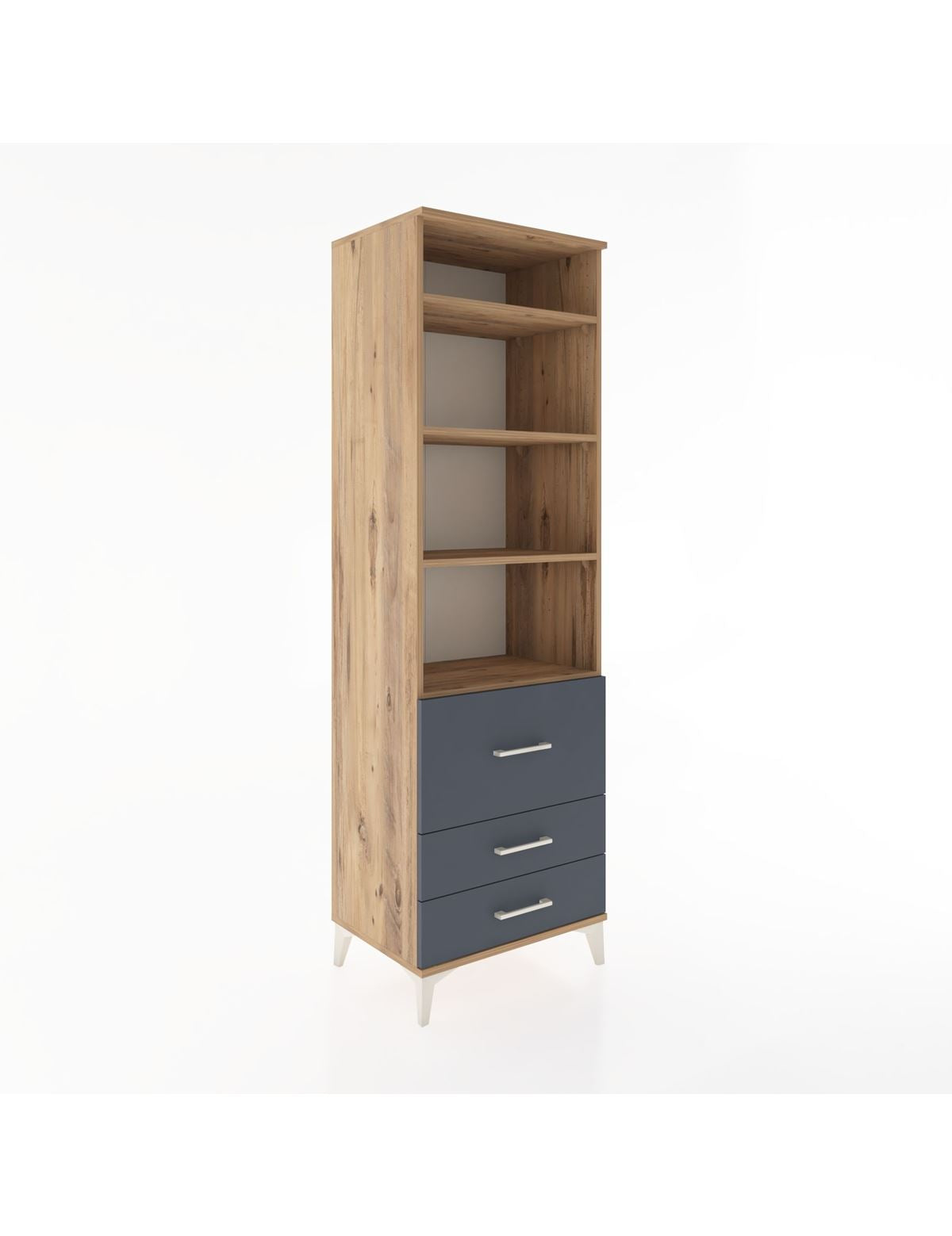 Hyperion Dolap 4 Raflı 3 Çekmeceli 60x44x195 Çam-Antrasit