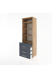 Hyperion Dolap 4 Raflı 3 Çekmeceli 60x44x195 Çam-Antrasit