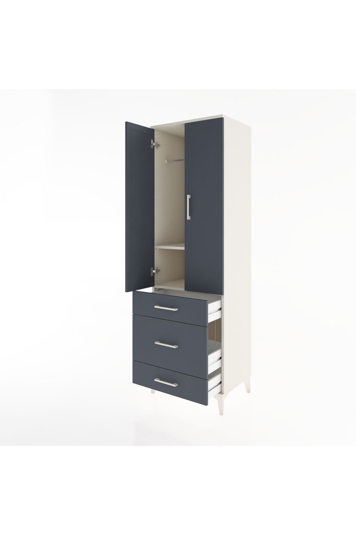 Hyperion Dolap 2 Raflı 3 Çekmeceli Tek Askılı 60x44x195 Aytaşı-Antrasit