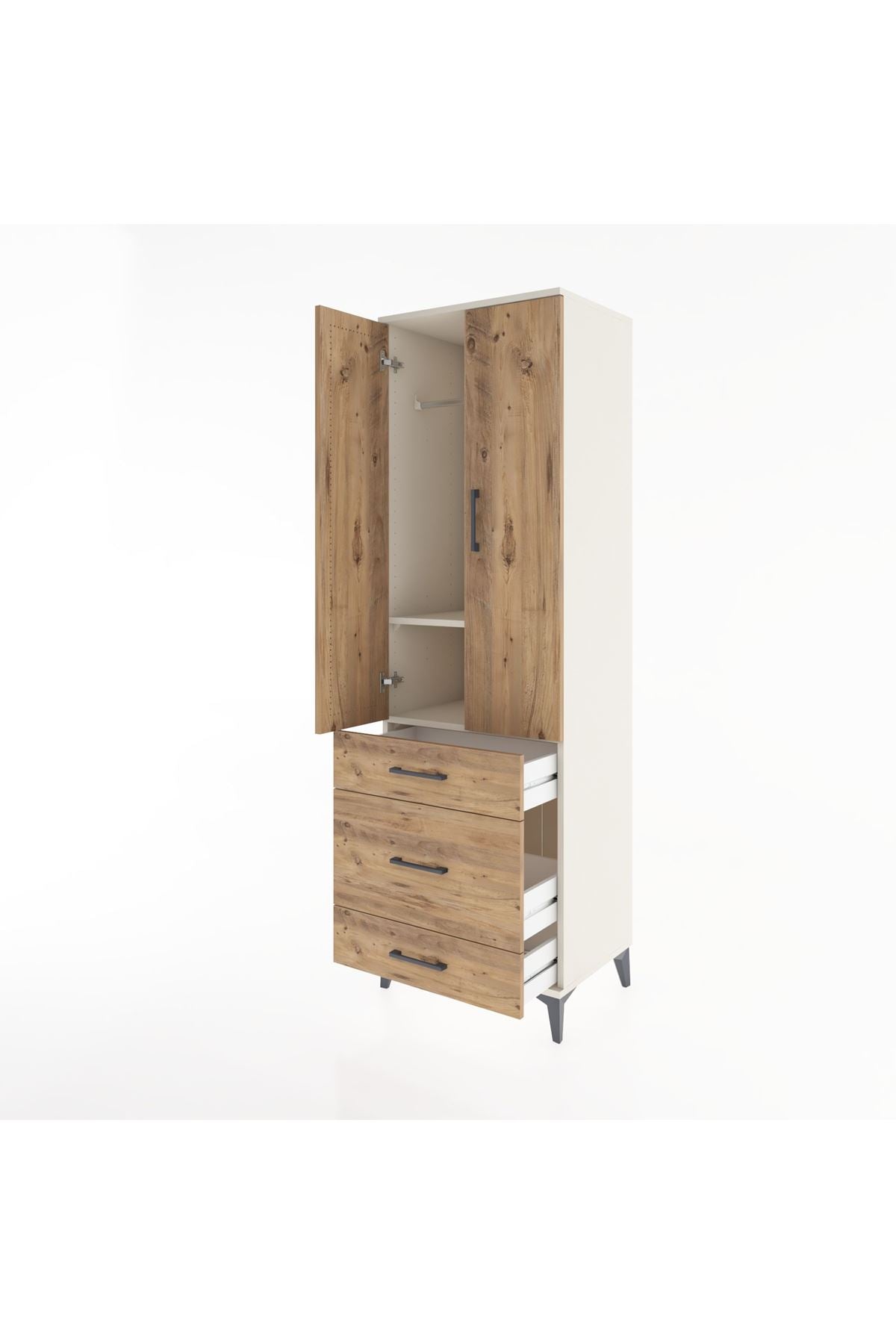 Hyperion Dolap 2 Raflı 3 Çekmeceli Tek Askılı 60x44x195 Aytaşı-Çam