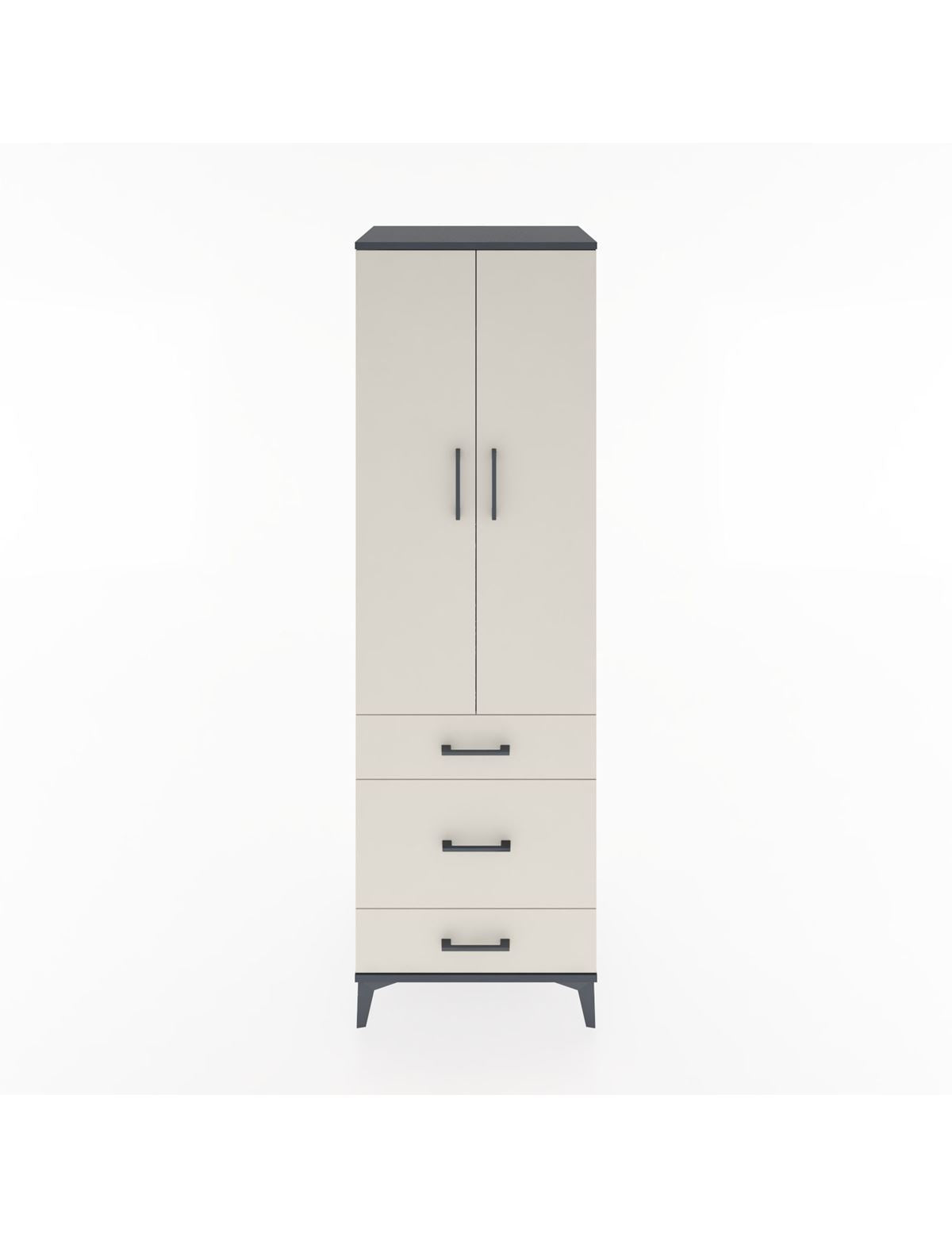 Hyperion Dolap 2 Raflı 3 Çekmeceli Tek Askılı 60x44x195 Antrasit-Aytaşı